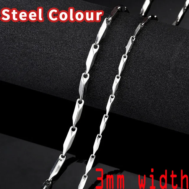 3mm width Байер, ожерелье из нержавеющей стали, семена дыни, новинка, крученая часть, золотая, модная цепочка Ожерелье для мальчика, мужское ожерелье, цепочка, серебряный цвет, BN1024 - Окраска металла: 3mm width