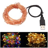 copper wire led string lights usb 10m 100 leds outdoor christmas festival wedding party garland decoration fairy wire lamp
