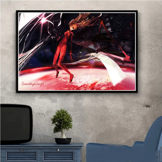 BO xianru550-04 Настенный художественный холст HD принты картины неоновый Genesis Evangelion скандинавский стиль Япония картина в стиле аниме домашний декор модульный Плакат Детская комната - Цвет: BO xianru550-04
