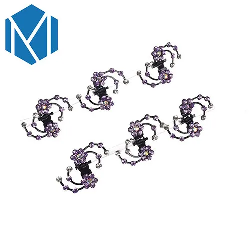 light purple M MISM, 6 шт., новинка, стразы, цветок, заколки для волос, заколки-снежинки, аксессуары для волос, набор, заколки для волос, для женщин, девушек, для невесты - Цвет: light purple