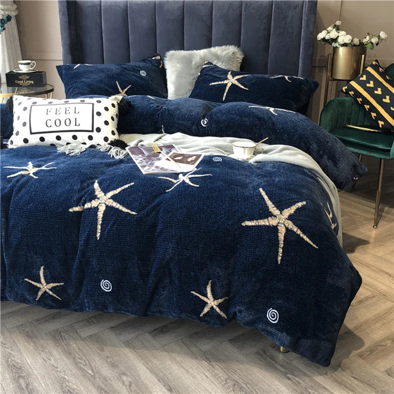 Морская звезда четыре части Постельное белье темно-синий пододеяльник комплекты