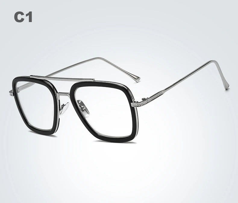 1 transparent silver Крутые Мстители, Тони Старк, солнцезащитные очки для мужчин, полёт, стиль, квадратный, авиационный бренд, дизайн, солнцезащитные очки, Oculos iron man 4, мужские - Цвет линз: 1 transparent silver