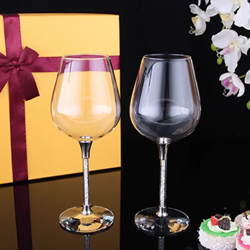 Большая чашка для вина hanap серебристый металлический с кристаллами Подарочная