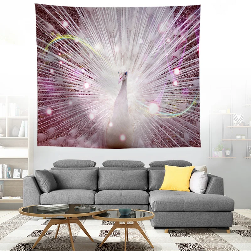 ZEIMON Павлин полиэстер гобелен перья настенные коврики для йоги с животными
