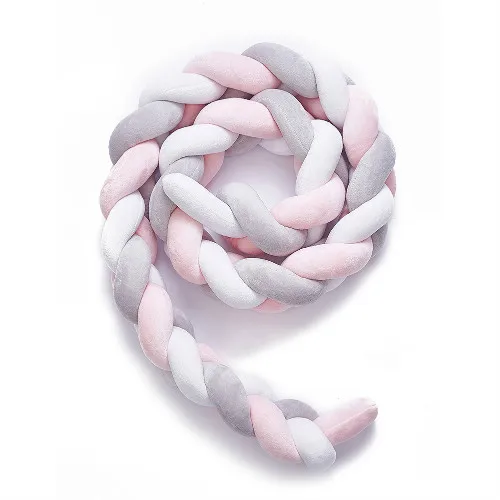 2M-Gray White Pink 1 шт., 1 м/2 м/3 м, ручная работа, скандинавский узел для новорожденных, кровать, бампер, длинная узелковая тесьма, подушка для детской кроватки, бампер, узел, детская кроватка, декор для комнаты - Цвет: 2M-Gray White Pink