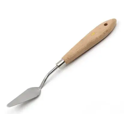 Beech scraper 1 шт. скребок для рисования из нержавеющей стали, шпатель, палитра, нож для рисования маслом, скребок для палитра художника, гибкий инструмент для творчества - Цвет: Beech scraper