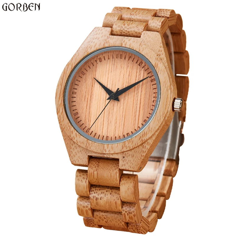 2017 gorben Элитный бренд новые деревянные часы Для мужчин аналоговый натурального