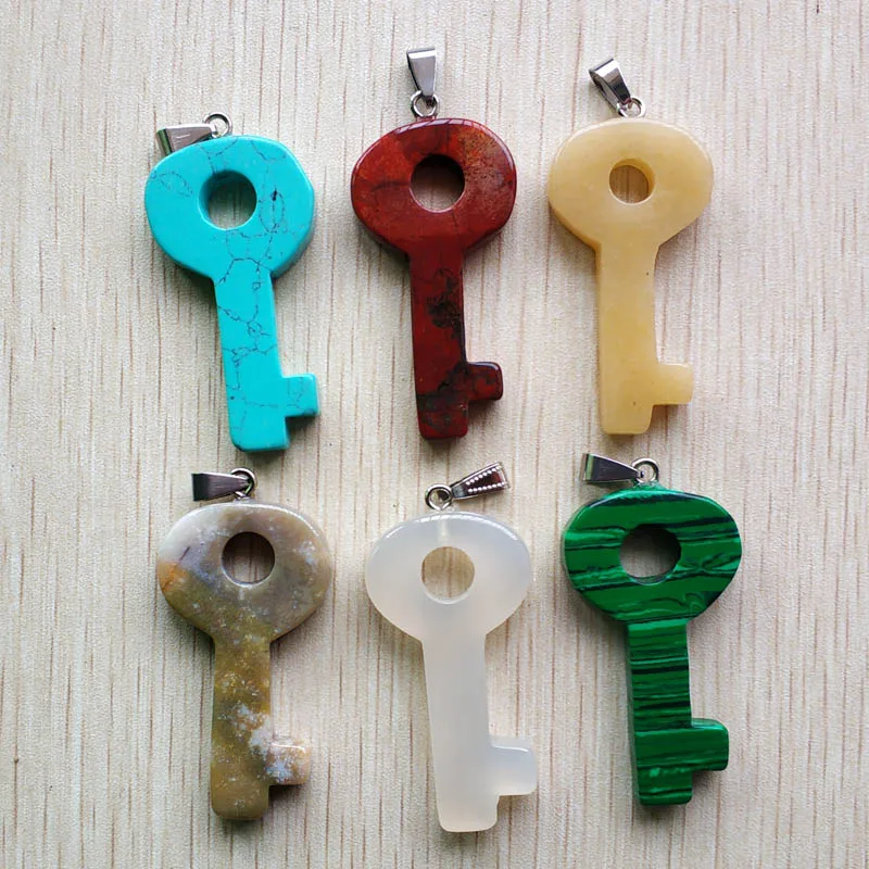 2018 new fashion Assotred natural stone mixed key shape pendants for jewelry making 10pcs/lot Wholesale free shipping | Украшения и