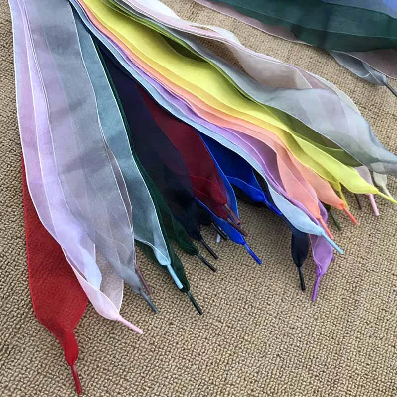 Дешевые шнурки шириной 4 см высококачественные яркие прозрачные для холщовой