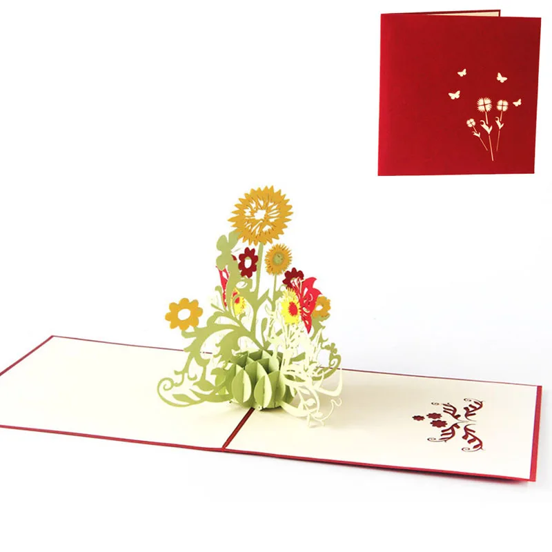 3D всплывающие поздравительные открытки Подсолнух день рождения матери День