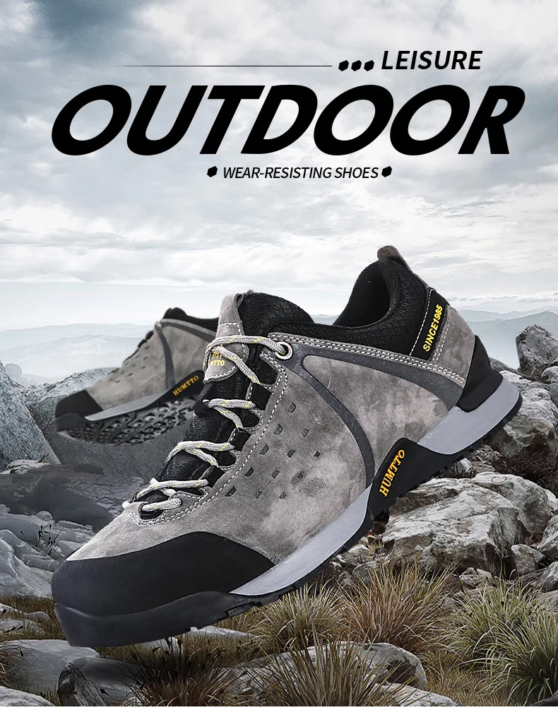 HUMTTO Мужская прогулочная обувь зимняя уличная Нескользящая износостойкая альпинистская обувь на шнуровке дышащая Треккинговая обувь