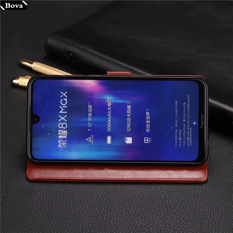 Фото Чехол-книжка с отделениями для карт, кожаный для Huawei Honor 8X Max №3