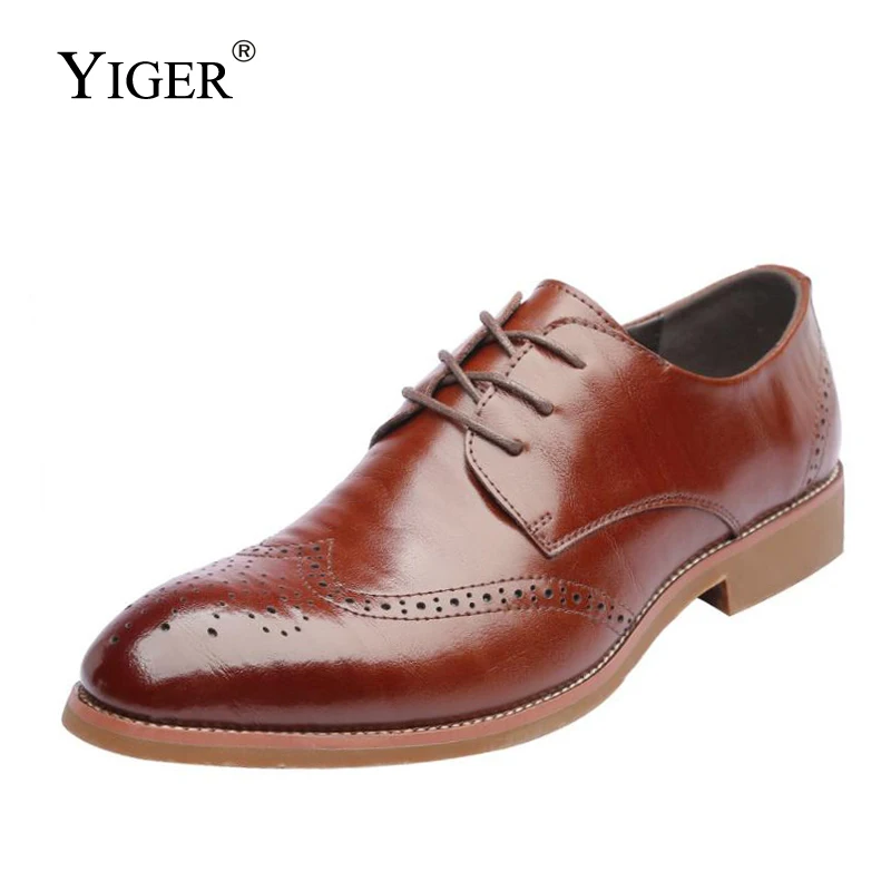 YIGER новинка мужские классические деловые официальные туфли оксфорды с острым