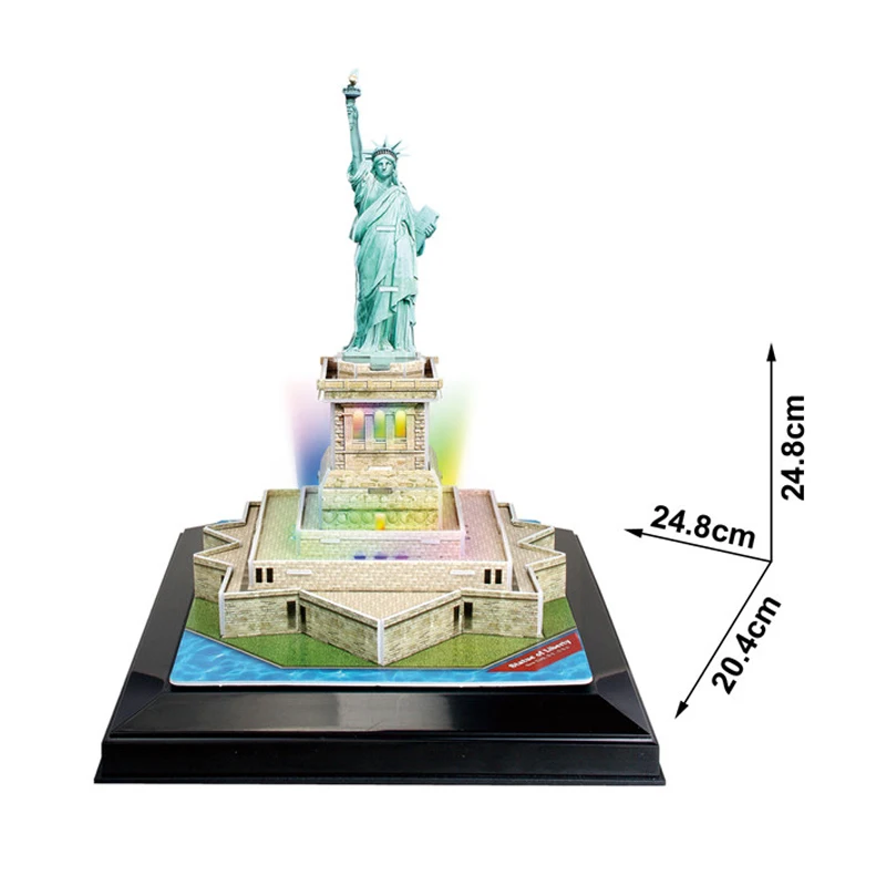 Детские игрушки кубических Fun 3D головоломка с из светодиодов статуя свободы