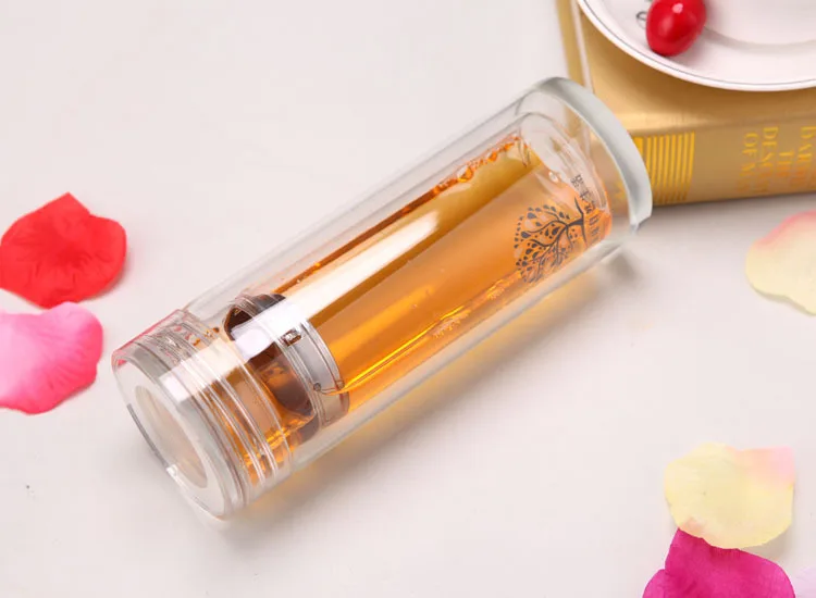 1 шт. двойная стеклянная бутылка для воды с ситечком чая портативная Спортивная