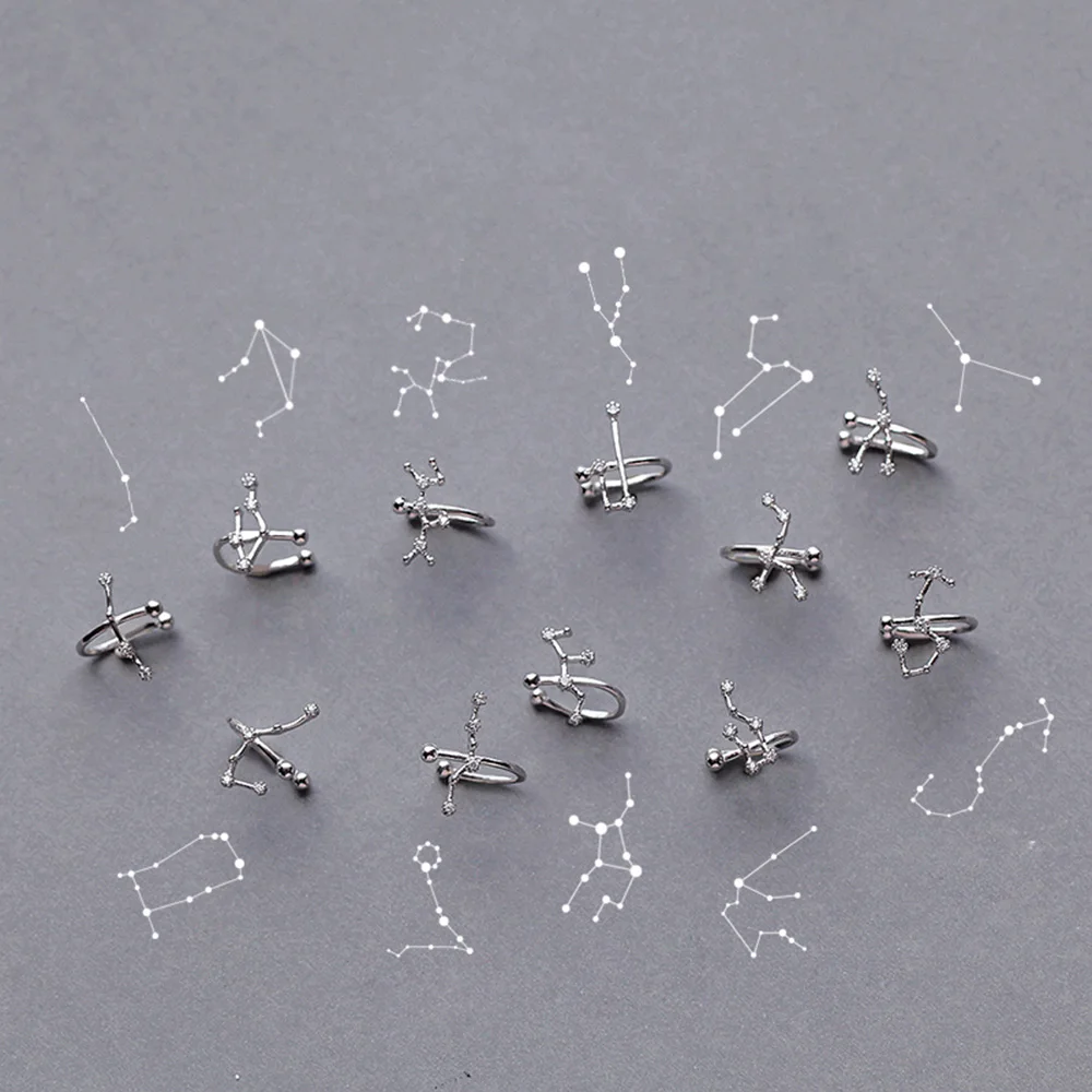 Женские серьги с созвездиями без пирсинга 12 созвездий манжеты очаровательные из