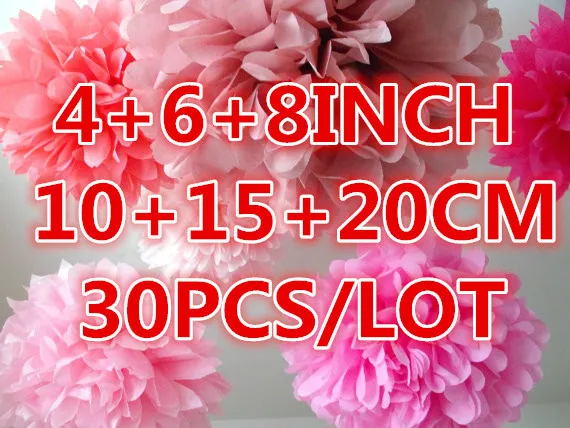 4 &quot6&quot 8 &quot(10 см 15 20 см) 30 шт./лот папиросная бумага Pom Poms разноцветные цветочные