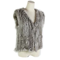 zero fish brand 2021 new fur vest real rabbit fur womens europe style fur knitted vest hand made with pocket vest big size