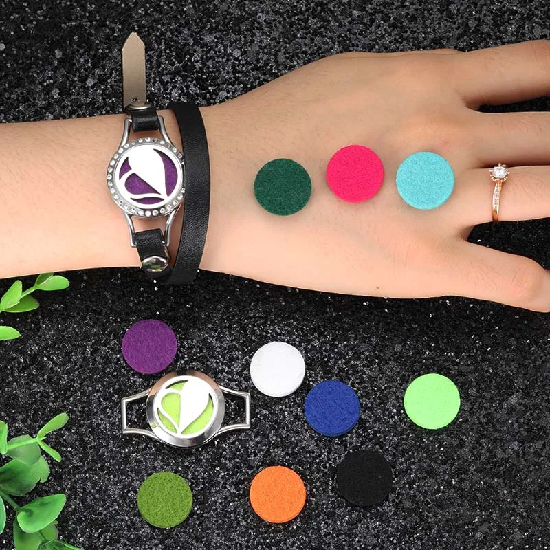 

MODKISR Health Energy Butterfl Stainless Steel Bracelet Leather Bracelets Aromatherapy Perfume Diffuser Box Bangle Women Jewelry