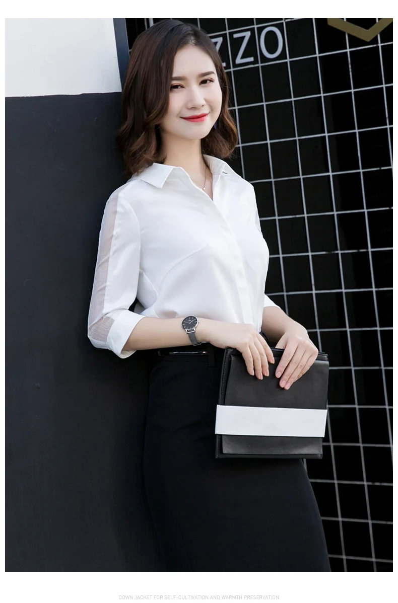 Fashion women Satin shirt Summer new half sleeve casual loose blouses office ladies plus size work wear tops
