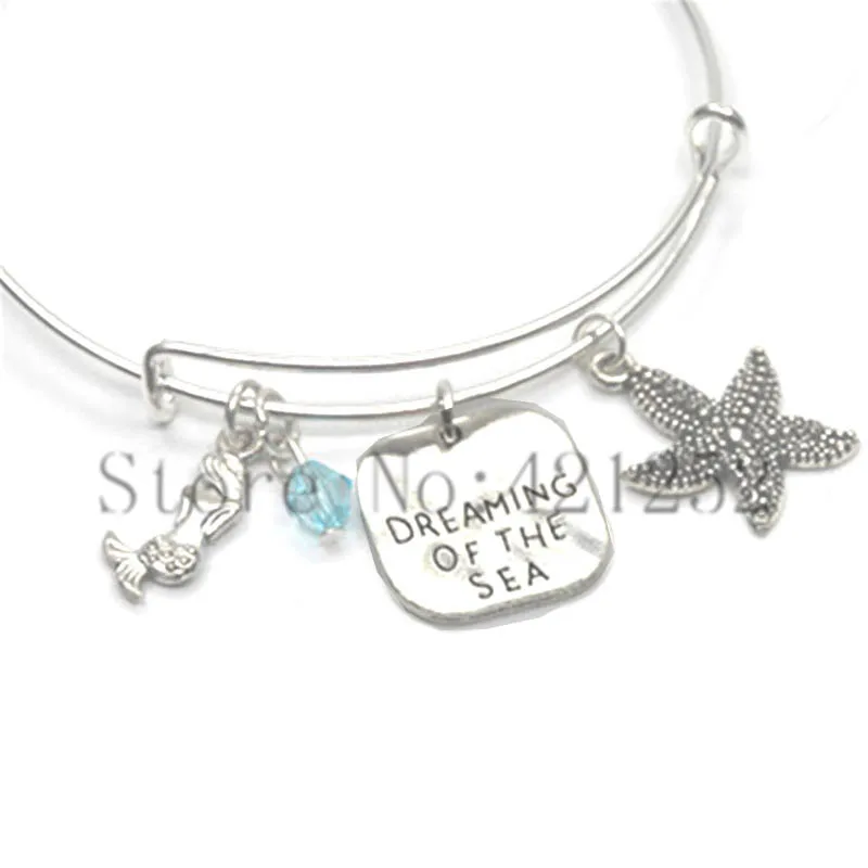 12 шт. мечтать о море штампованный Шарм ожерелье брелок браслет подлинный Aqua Sea Glass