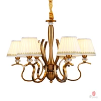 art decorative chandelier pendant lamp europe style antique brass fabric shape living dinning room foyer home lighting fixture