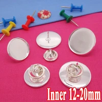 new arrival jewelry 20pcs wholesale silver plated brooch blank base with inner 12 14 16 18 20mm cameo cabochons tray