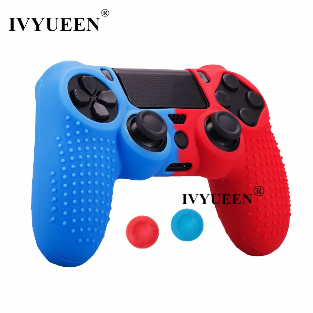 Силиконовый резиновый чехол IVYUEEN для playstation 4 Dualshock 4 PS4 Pro, тонкий защитный чехол для контроллера с захватами для большого пальца
