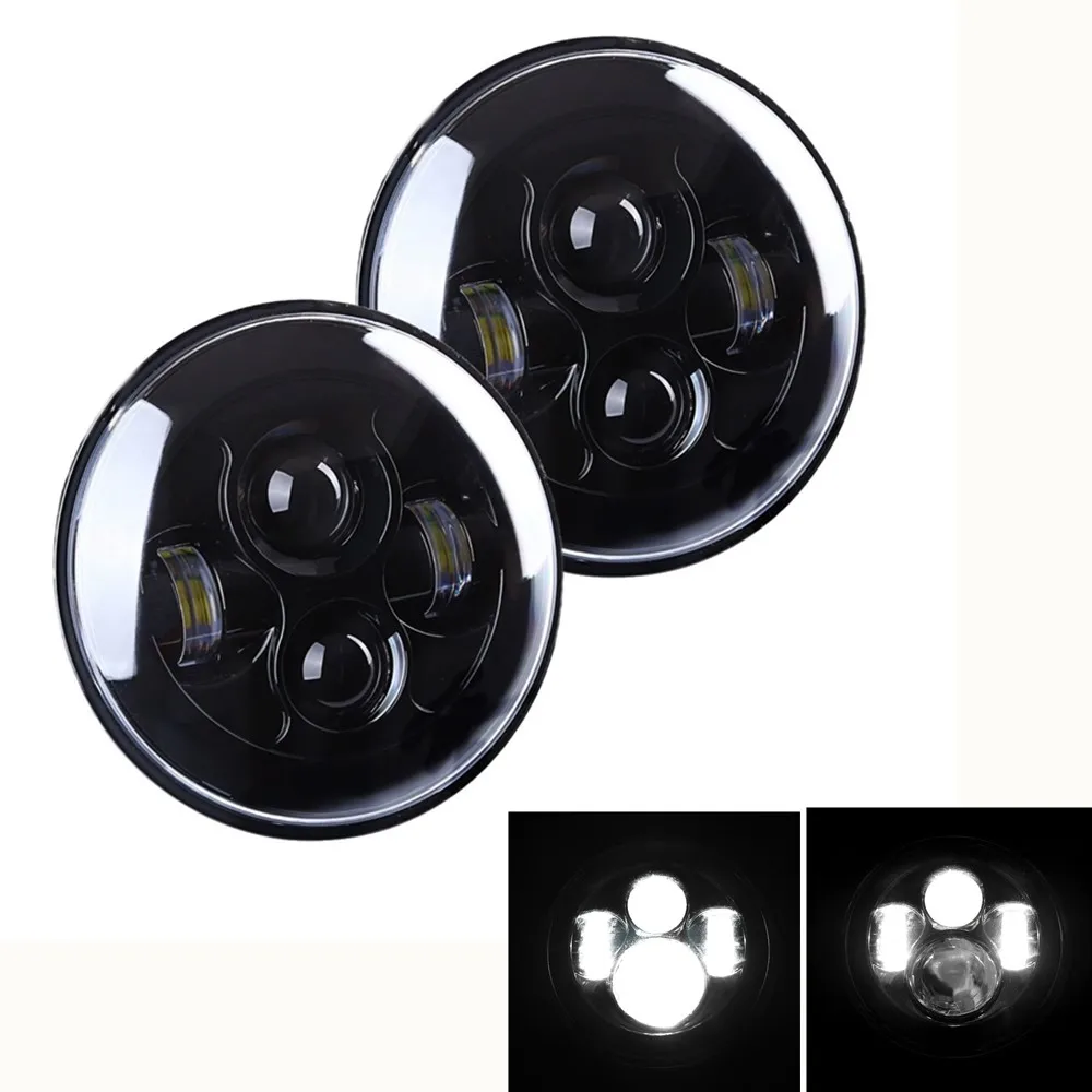 2 шт. автомобильные 7 дюймовые светодиодные фары Halo Angle Eyes DRL налобный фонарь для Jeep Wrangler JK suzuki samurai для Lada 4x4 urban Niva - Цвет: 40W No halo
