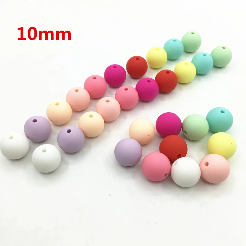 

10MM Round Loose Silicone Beads for Teething Necklace Silicone Beads For Baby Teether BPA Safe Loose Beads Teether 100pcs/lot