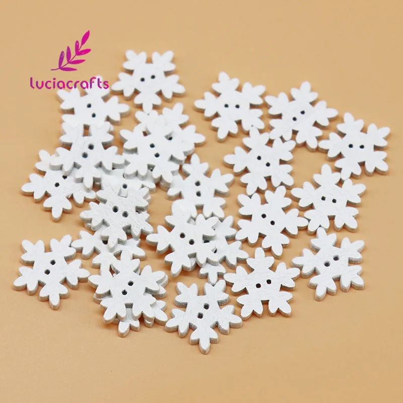 Lucia crafts 12 шт 17 мм/18 мм/25 мм 2 отверстия Рождественская Снежинка деревянные пуговицы для шитья скрапбукинга DIY украшения E0119