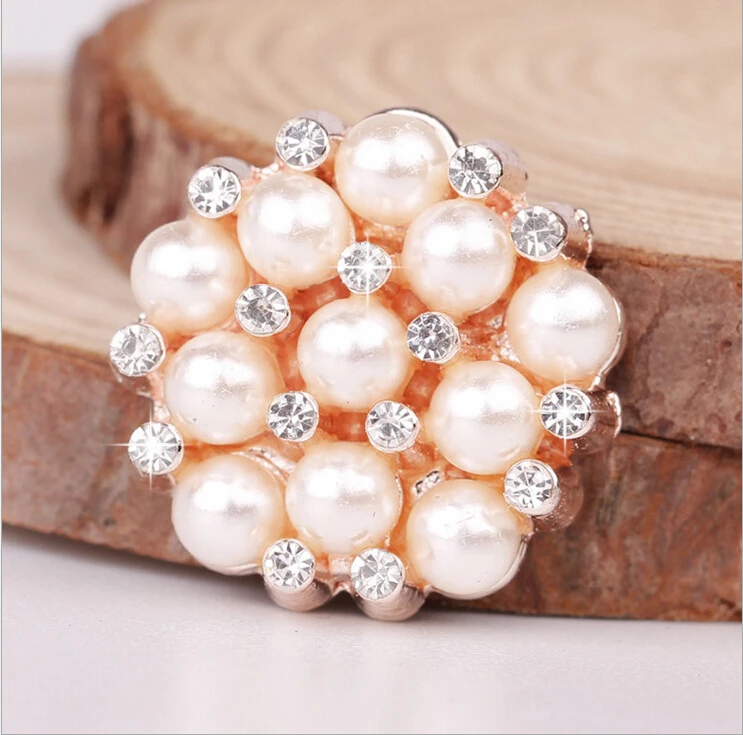 10pcs/lot round metal rhinestone button with pearl wedding embellishment hair flower center scrapbooking accessories | Дом и сад