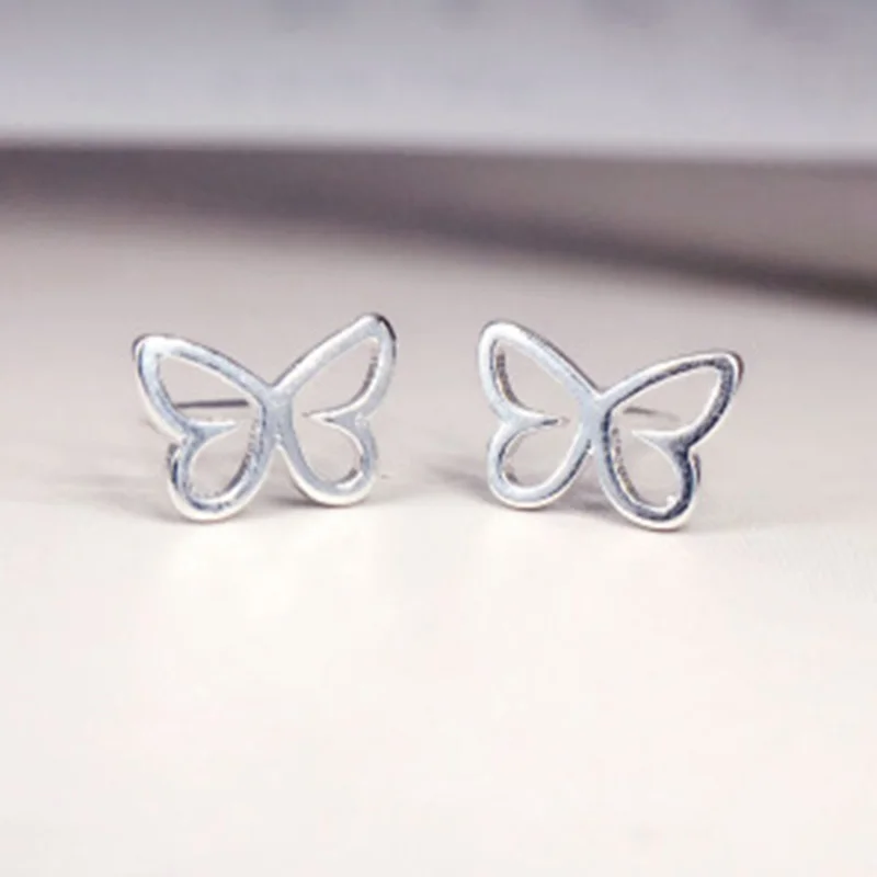 butterfly Модные серебряные серьги-гвоздики для женщин и девушек, ювелирные изделия, аксессуары, рождественский подарок, корона, звезды, свадьба, крошечная Снежинка, олень - Окраска металла: butterfly