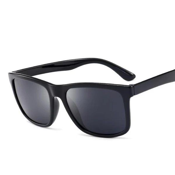 Bright Black Black Поляризационные солнцезащитные очки, мужские, коричневые линзы, для вождения, спортивные, солнцезащитные очки для мужчин и женщин, квадратный цвет, зеркальные, ретро очки - Цвет линз: Bright Black Black