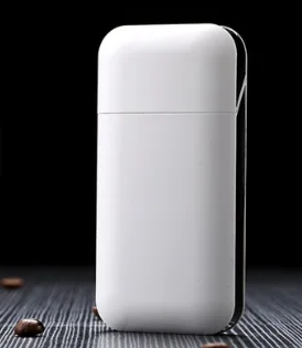 Тонкий женский чехол для сигарет с USB зажигалкой металлическая тонкая коробка для сигарет электронные зажигалки модные аксессуары для курения LFB786 - Цвет: Белый