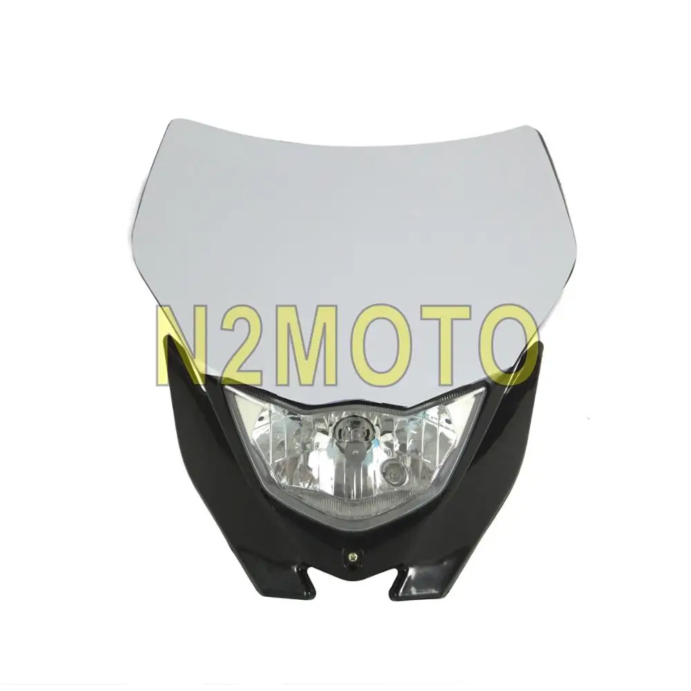 Black with white Supermoto Dirt Bike головной светильник 12 в 35 Вт мотокросс эндуро гоночный головной светильник для Yamaha WR TTR KTM EXC SMR Kawasaki KLX KLF KX - Цвет: Black with white