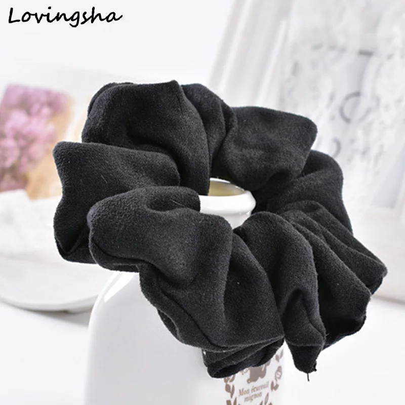 Черный LOVINGSHA Light Color Women Hair Accesorios Pelo Brand Women Hair Tie Scrunchie Ponytail Hair Holder Rope CHD007 - Цвет: Черный
