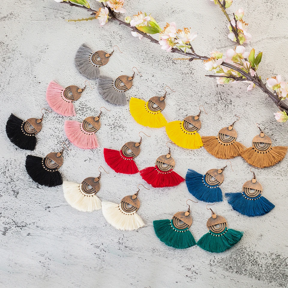 2019 Новая мода Красочные богемные Ретро Винтажные этнические кисточки длинные
