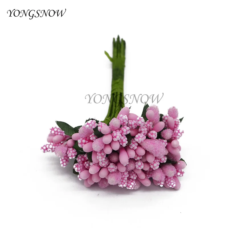 Pink 36 шт./лот, искусственный цветок тутового цвета, торчащий стебель, головка цветка для рукоделия, венок, свадебные украшения, скрапбукинг, вечерние украшения - Цвет: Pink