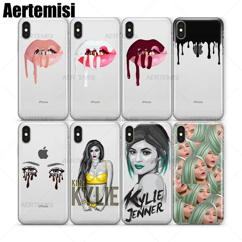 

Aertemisi Phone Cases Kylie Jenner Lipstick Lips Kit Cosmetics Clear TPU Case Cover for iPhone 5 5s SE 6 6s 7 8 Plus X