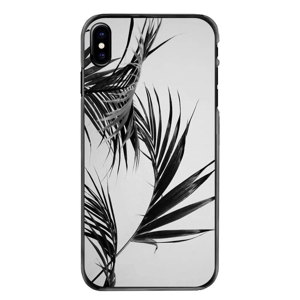 Hard Phone Bag Case Black white palm leaves trees Art For iPhone 4 4S 5 5S 5C SE 6 6S 7 8 Plus X XR XS Max iPod Touch |