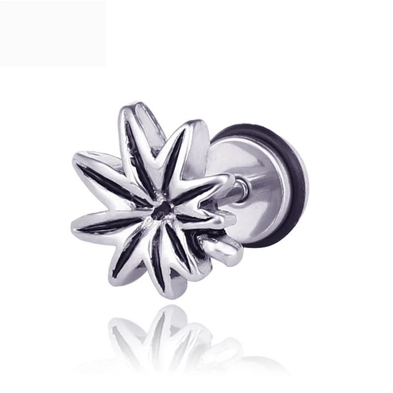 1 пара 2 шт. титановый в стиле панк сталь кленовый Конопля серьги виде листиков