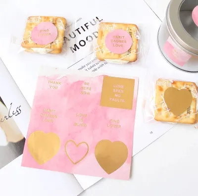 

Pink gradient gold color romantic Valentine's Day sticker self adhesive gift decorative stickers birthday wedding party stickers