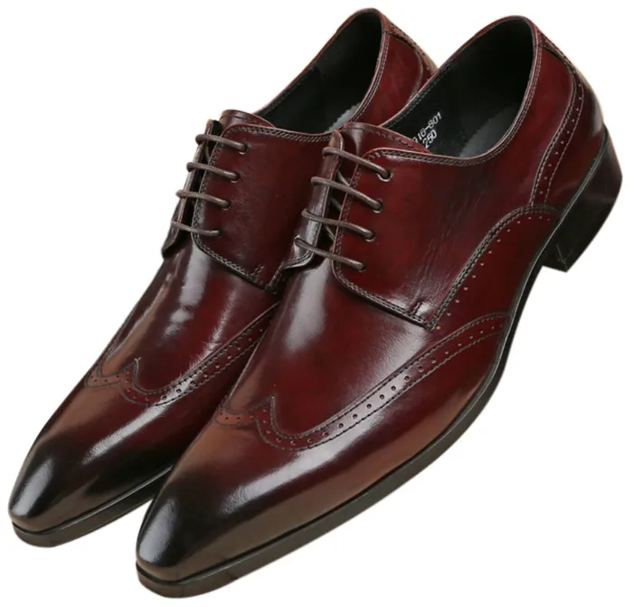 

Fashion Pointed Toe Black / Tan Wedding Shoes Mens Business Shoes Genuine Leather Oxfords Dress Shoes Boys Prom Shoes