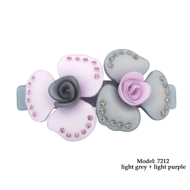 light purple grey Двойной цветок заколка для волос-стразы заколки для волос-аксессуары для волос из ацетатного волокна-украшения для волос-украшение для волос для женщин тиара - Окраска металла: light purple grey