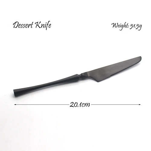 Dessert Knife Черный набор столовых приборов 304 нержавеющая сталь нож для масла Десертная Вилка Западная столовая посуда набор кухонных принадлежностей - Цвет: Dessert Knife