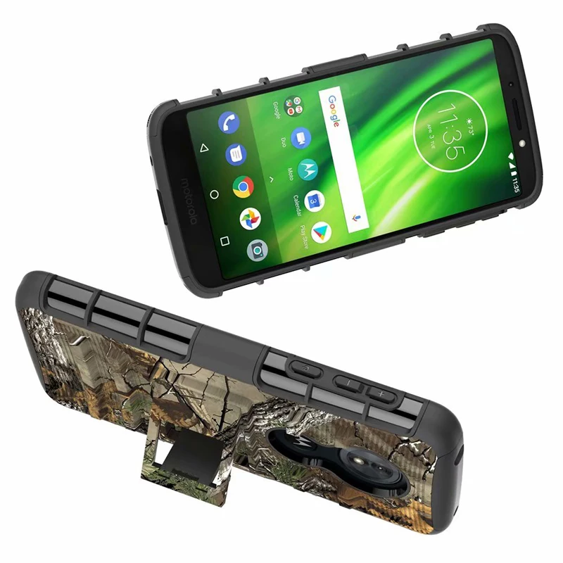Для Motorola Moto G6 Play/G6Play чехол Гибридный сверхмощный 3 в 1 военный Камуфляжный жесткий ударопрочный Чехол Зажим для ремня Стенд чехол