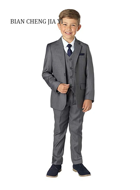 Серые костюмы для мальчиков высококачественные свадебные Детские приталенное