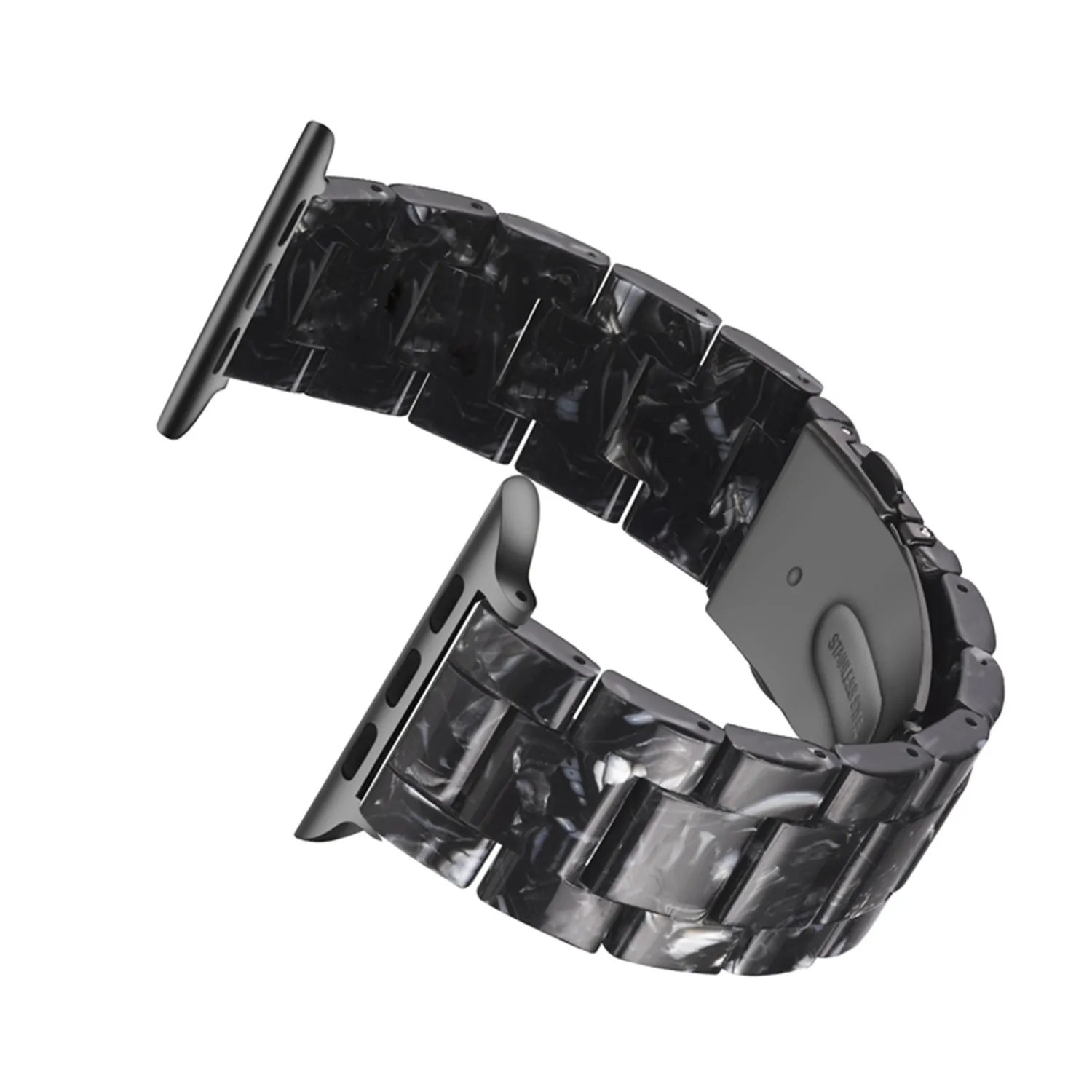 Полимерный ремешок для часов Apple Watch Series 4 3 2 1 ремешок из нержавеющей стали браслет с пряжкой для iWatch Band 38 мм 40 мм 42 мм 44 мм ремешок - Цвет ремешка: black flower