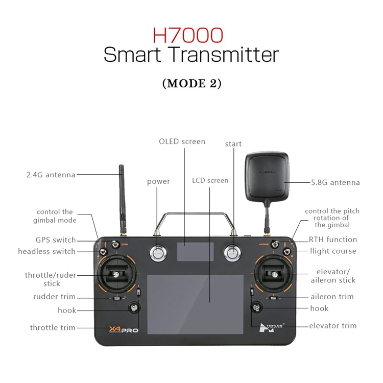 Высококачественный 1 шт. Hubsan FPV RC передатчик H109S-38 H7000 пульт дистанционного управления для H109S X4 PRO Квадрокоптер Дрон Acc